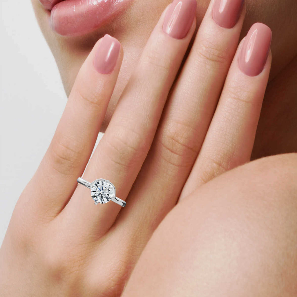 Solid Gold Solitaire Round Lab Grown Diamond Ring