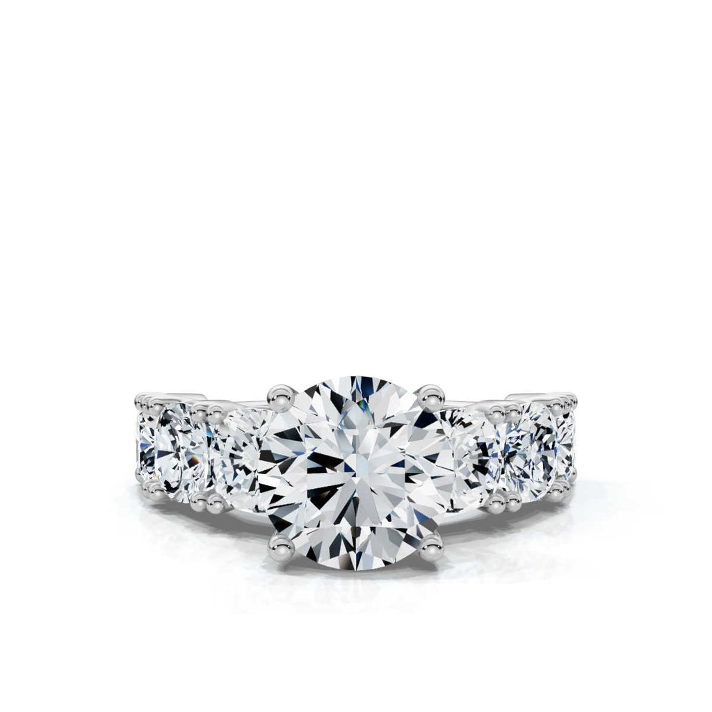 Solid Gold Round Shape Lab Grown Diamond Engagement Ring
