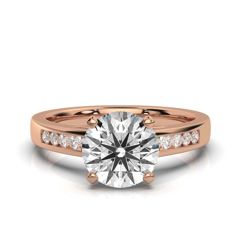 14K Solid Gold 2 CT Round Diamond Ring with Diamond Accents (818FB0)