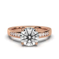 14K Solid Gold 2 CT Round Diamond Ring with Diamond Accents (818FB0)