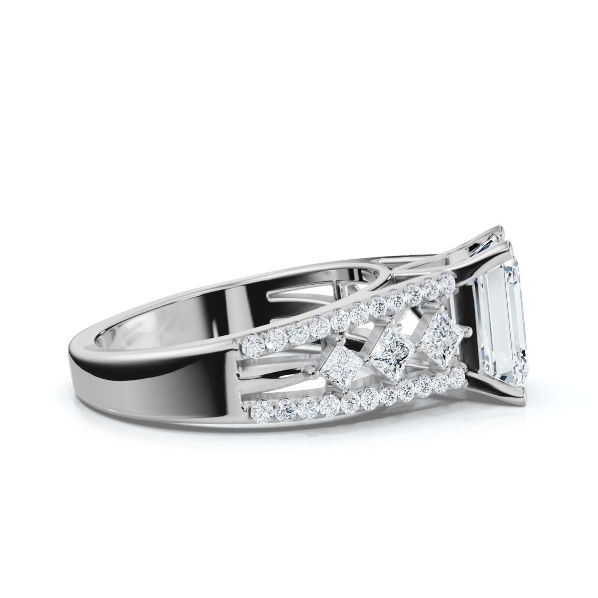 Solid Gold 2.5ct Emerald Cut Lab Grown Diamond Engagement Ring