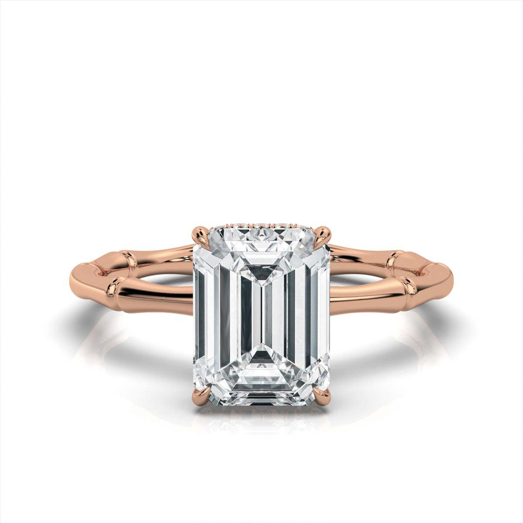 Solid Gold 2ct Emerald Cut Lab Grown Dimaond Engagement Ring