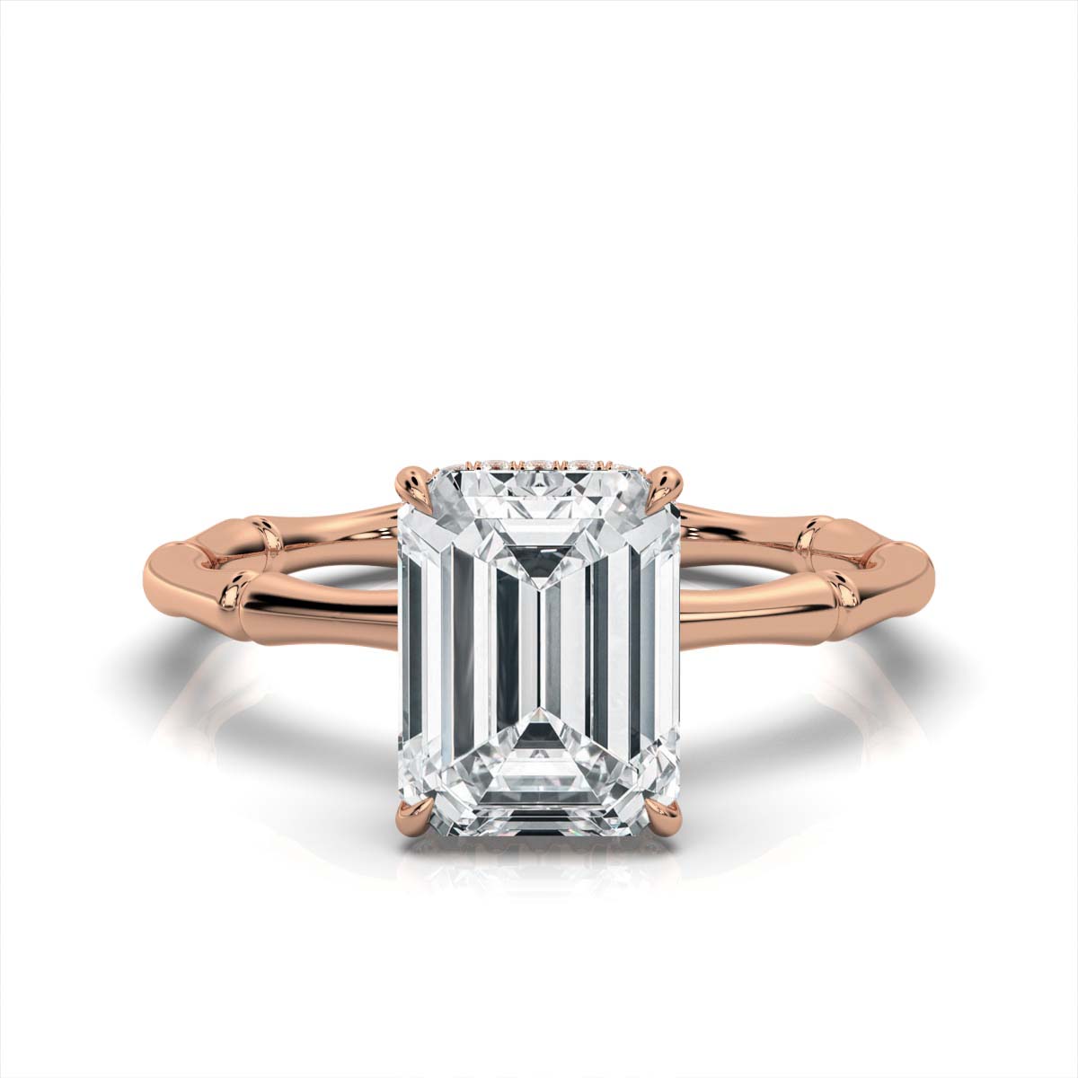 Solid Gold 2ct Emerald Cut Lab Grown Dimaond Engagement Ring
