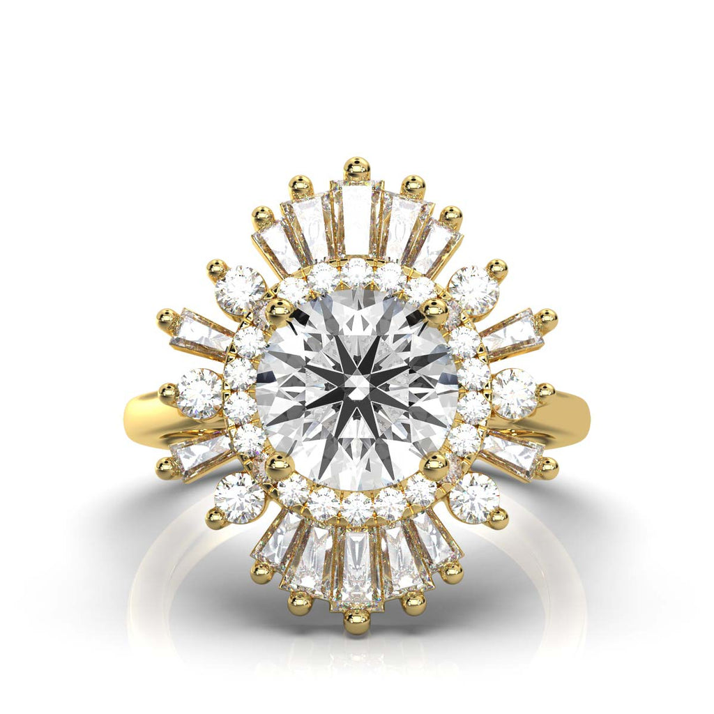 Solid Gold Flower Solitaire Lab Grown Diamond Ring