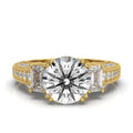Solid Gold Emerald Cut Three Stone Emerald Shape Lab Grown Diamond