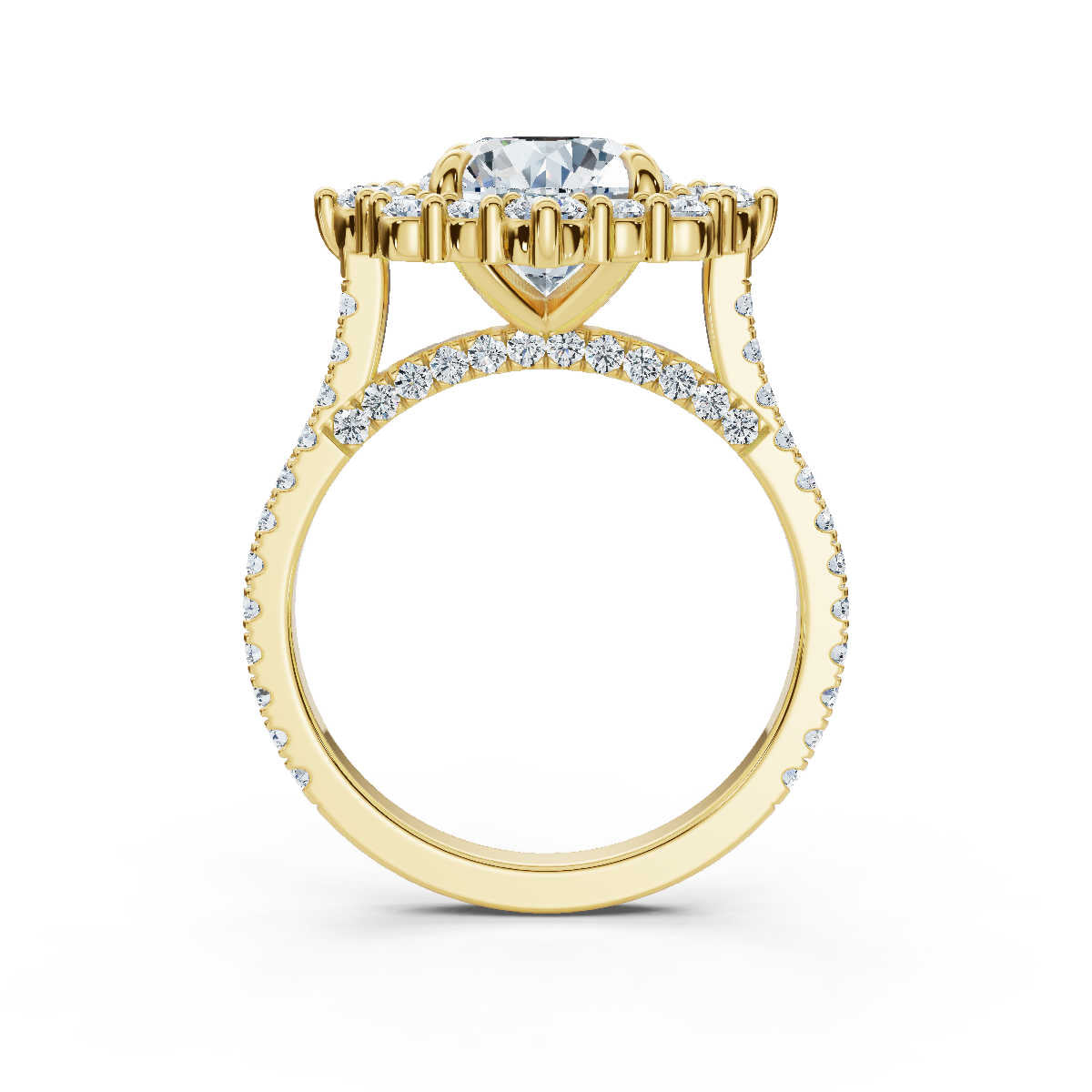Solid Gold Halo Lab Grown Diamond Engagement Ring