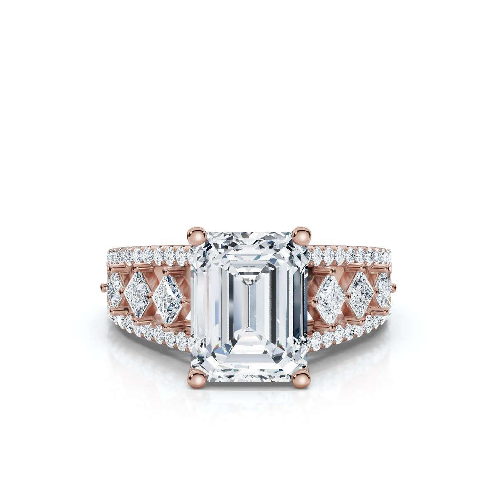 Solid Gold 2.5ct Emerald Cut Lab Grown Diamond Engagement Ring