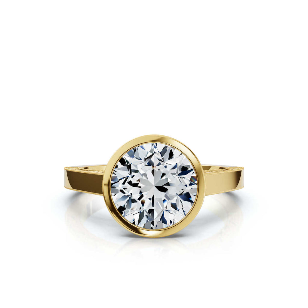Solid Gold 2 CT Hand Texture Lab Grown Diamond Engagement Ring