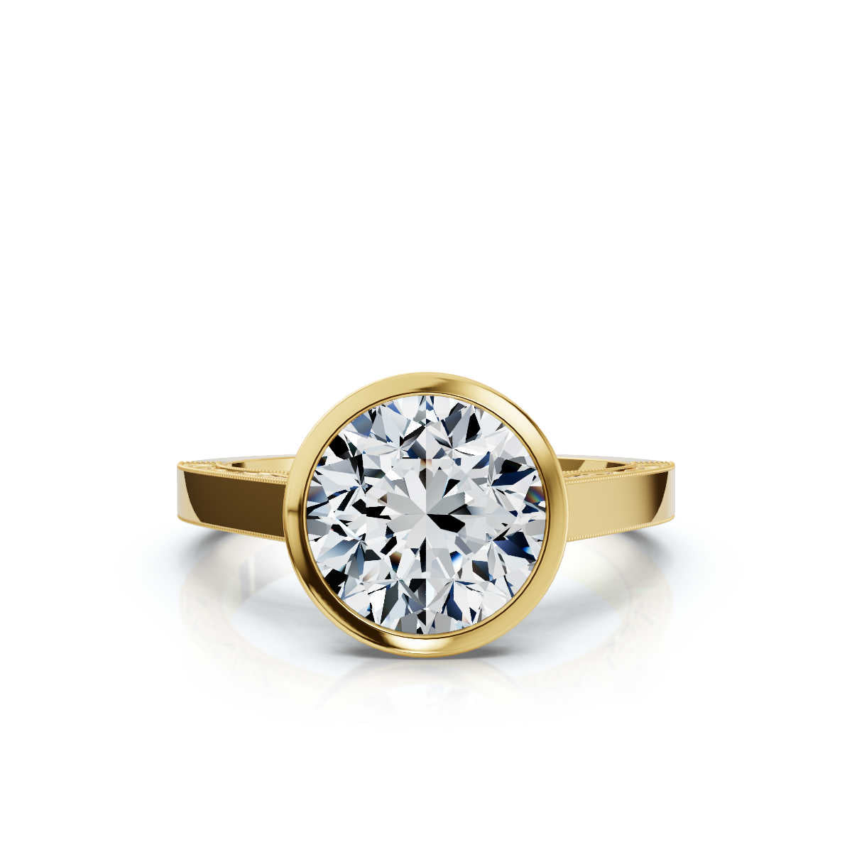 Solid Gold 2 CT Hand Texture Lab Grown Diamond Engagement Ring