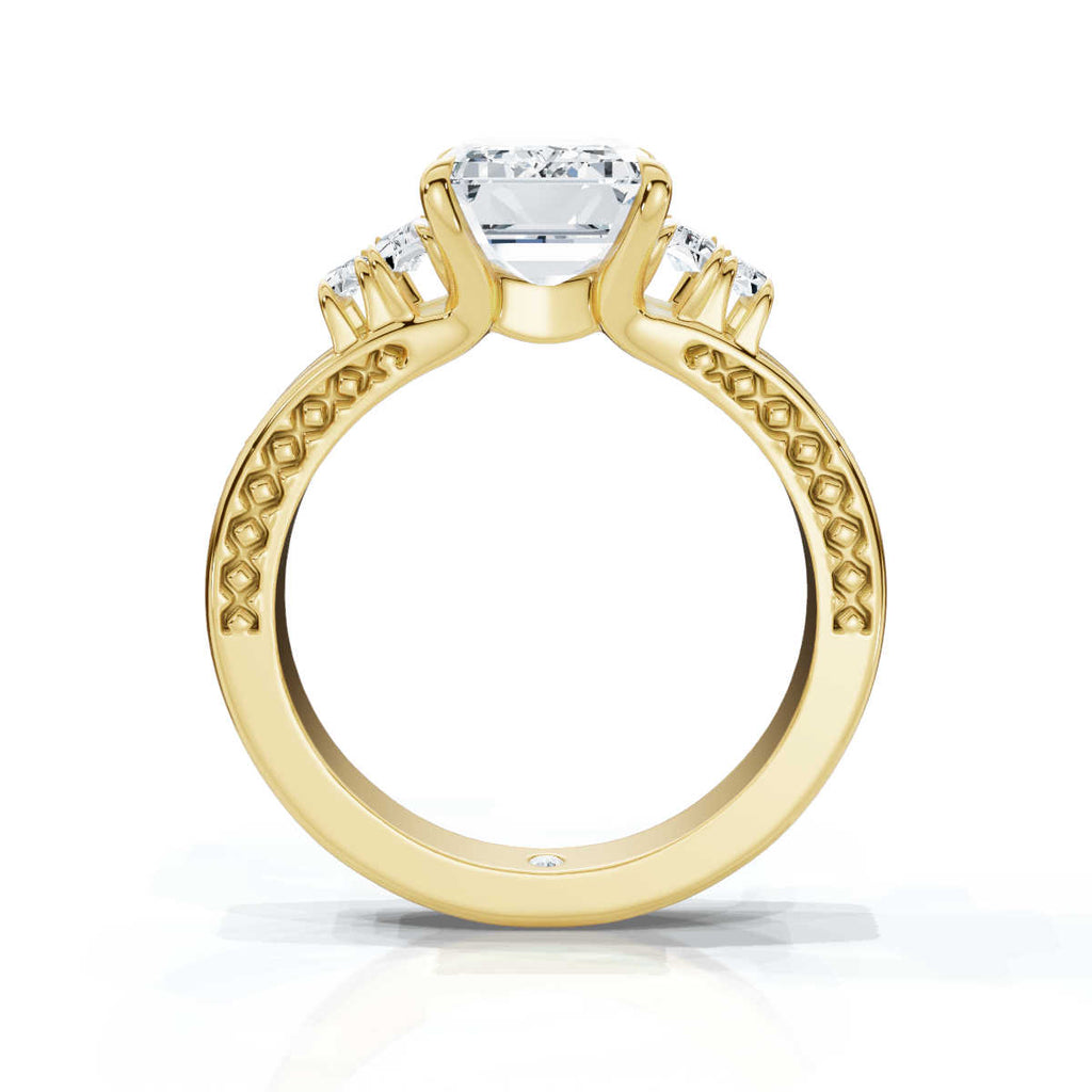 18K Solid Gold 2 CT Emerald Cut Lab Grown Diamond Ring (A36749)