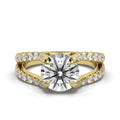 18K Solid Gold 2 CT Round Split Shank Diamond Ring with Diamond Accents