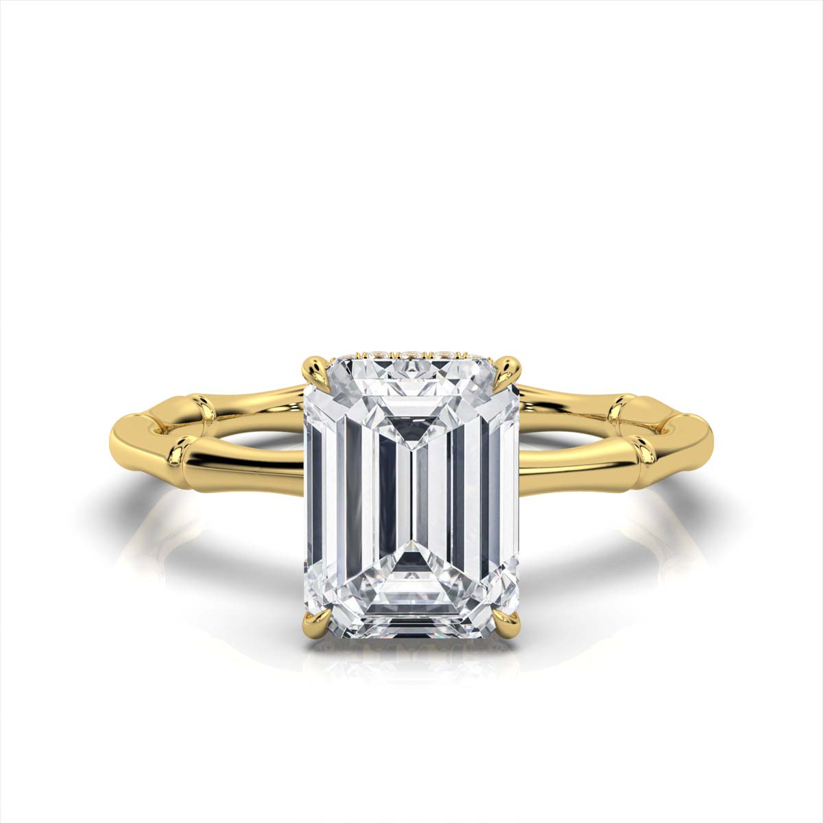 Solid Gold 2ct Emerald Cut Lab Grown Dimaond Engagement Ring