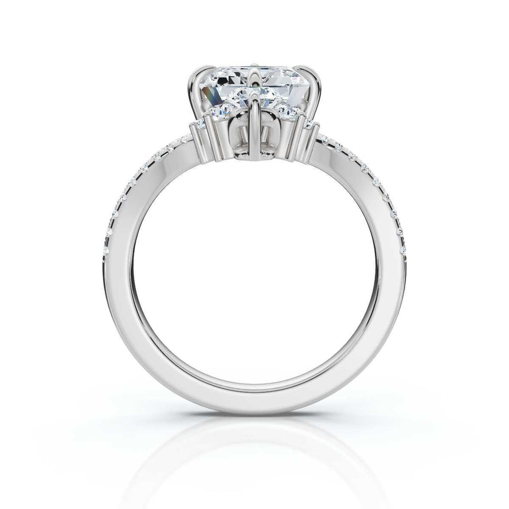 18K Solid Gold 2.4 CT Emerald Lab Grown Diamond Ring with Diamond Halo Accents