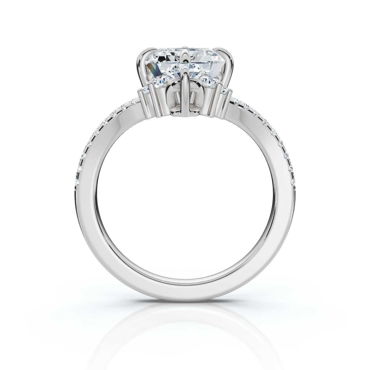 18K Solid Gold 2.4 CT Emerald Lab Grown Diamond Ring with Diamond Halo Accents