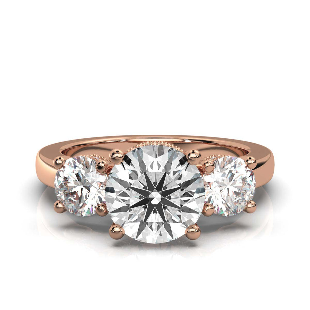 Solid Gold Three Stone Lab Grown Diamond Ring (D45B90)