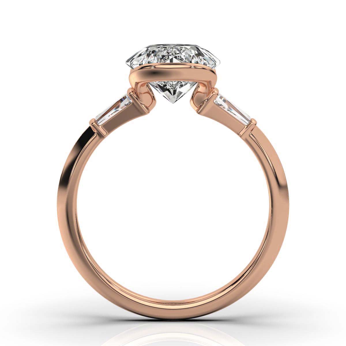 Solid Gold Three Stone Baguette Lab Grown Diamond Ring