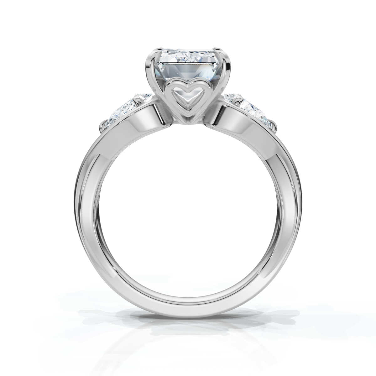 Engagement Ring - Solid Gold Solitaire Three Stone Pear Lab Grown Diamond