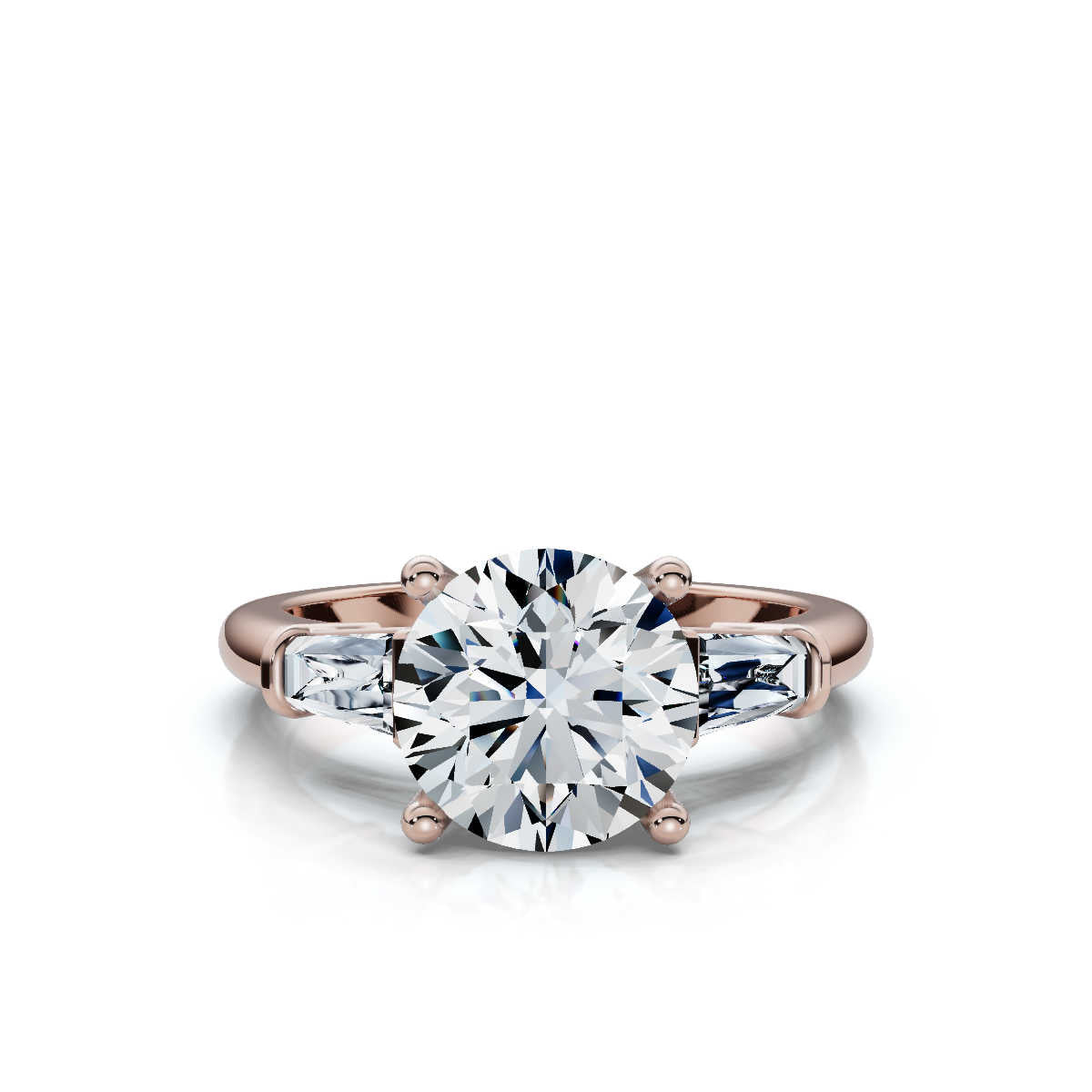Solid Gold 2 CT Three Stone Tapered Baguette Lab Grown Diamond