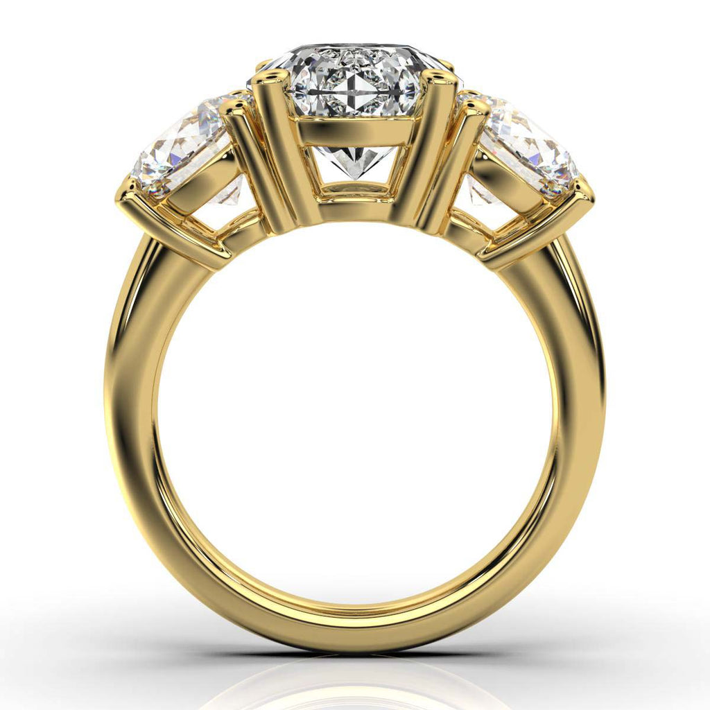 18K Solid Gold 2 CT Three Stone Lab Grown Diamond Ring