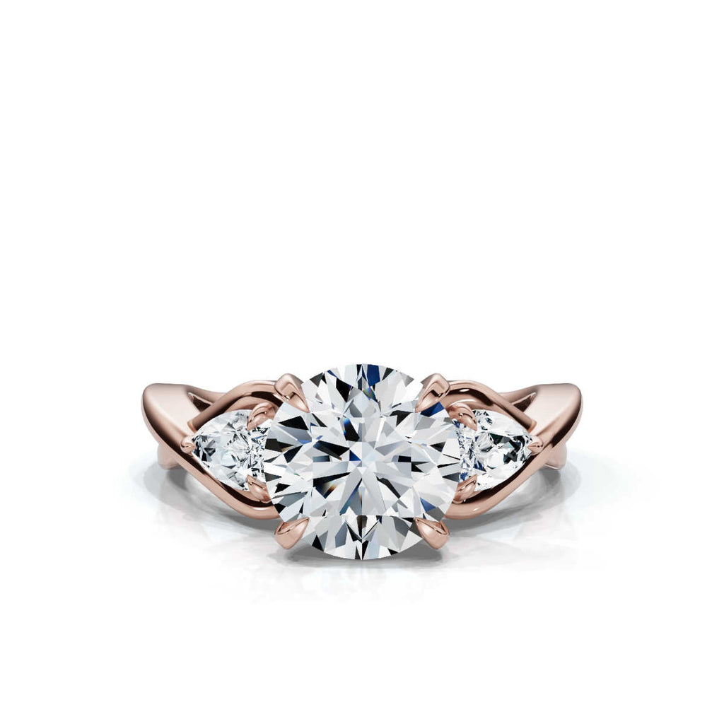 Solid Gold 2 CT Three Stone Lab Grown Diamond Engagement Ring