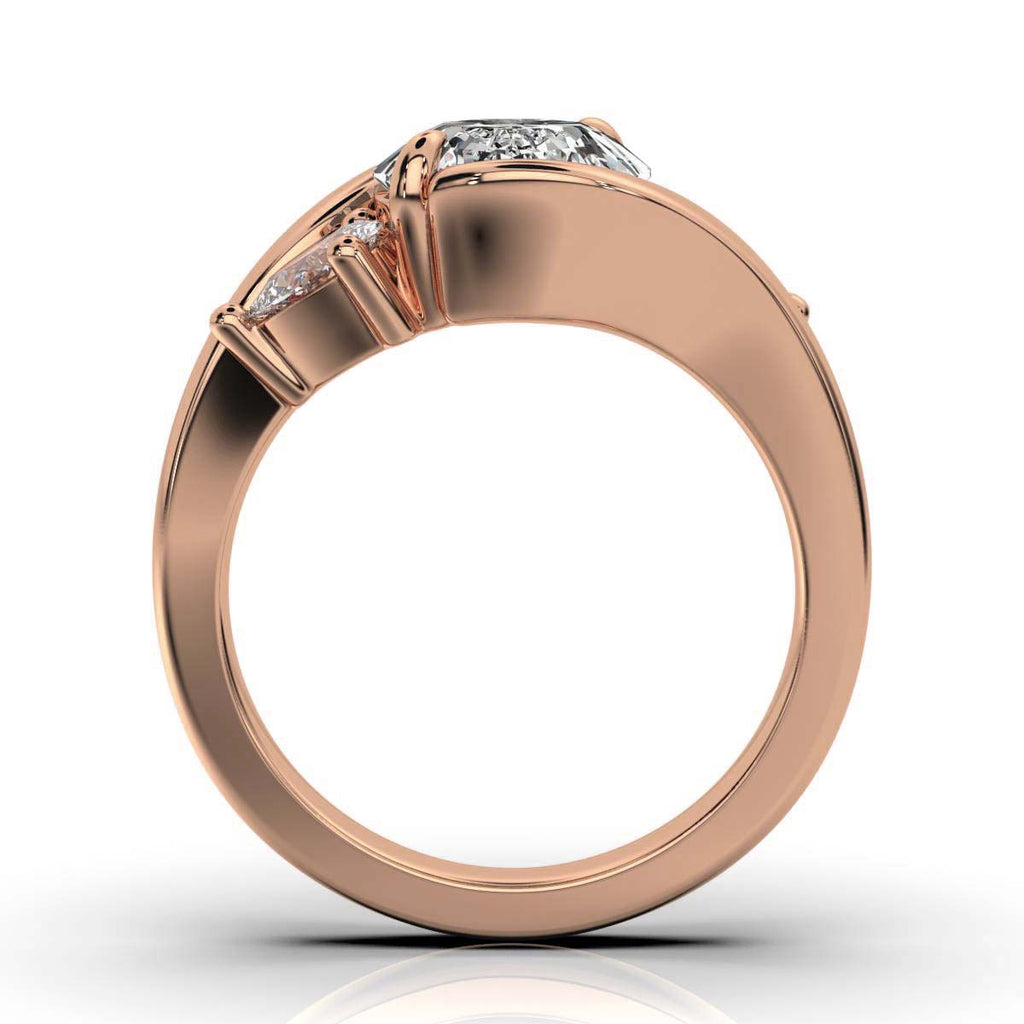 Solid Gold Three Stone Pear Lab Grown Diamond Ring (E6515A)