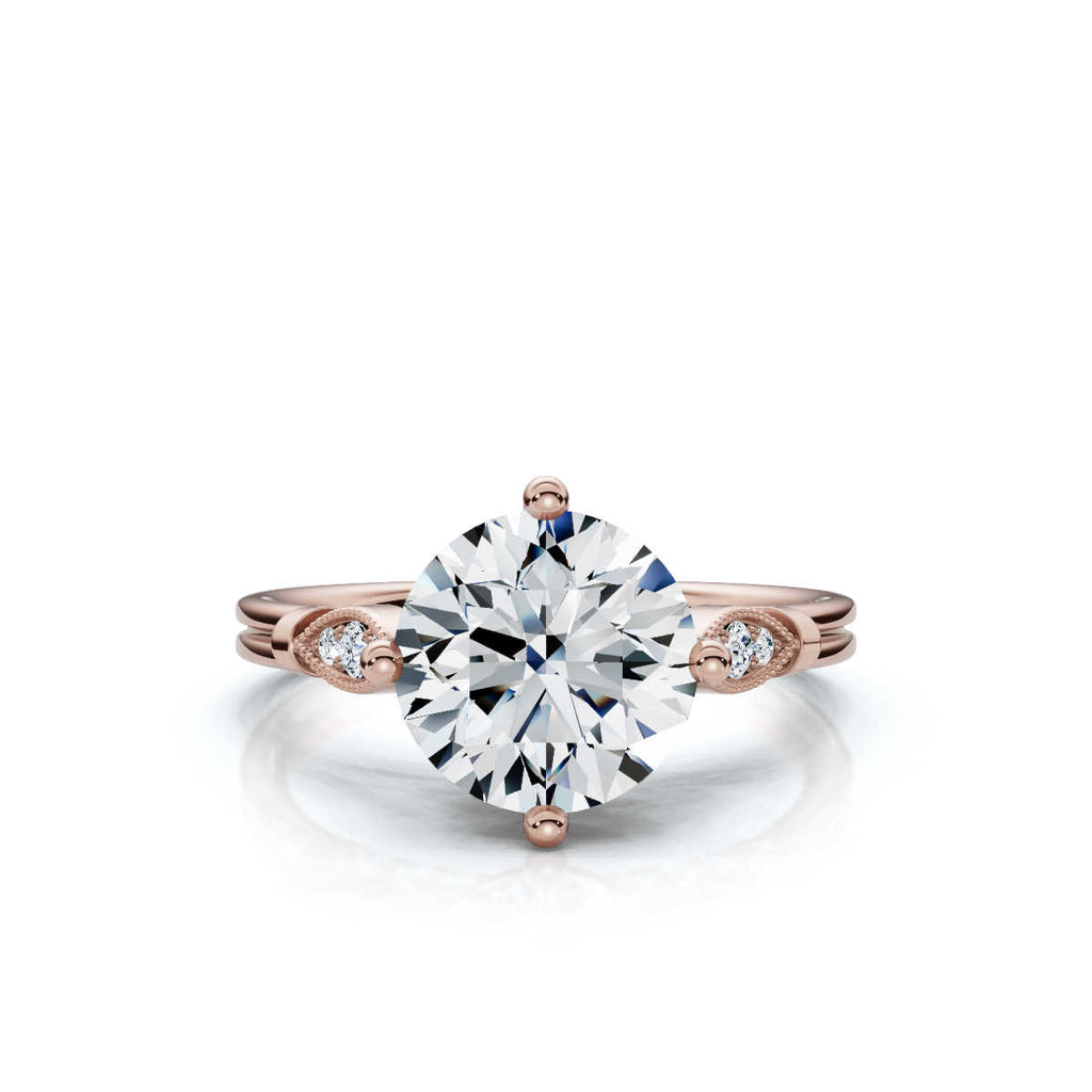 Solid Gold Engagement Ring 2 CT Solitaire Round Shape Lab Grown Diamond