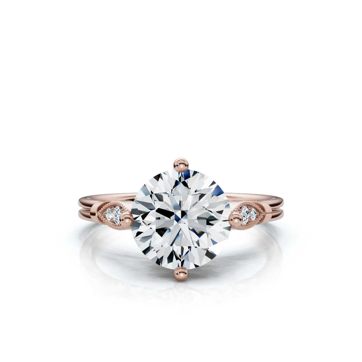 Solid Gold Engagement Ring 2 CT Solitaire Round Shape Lab Grown Diamond