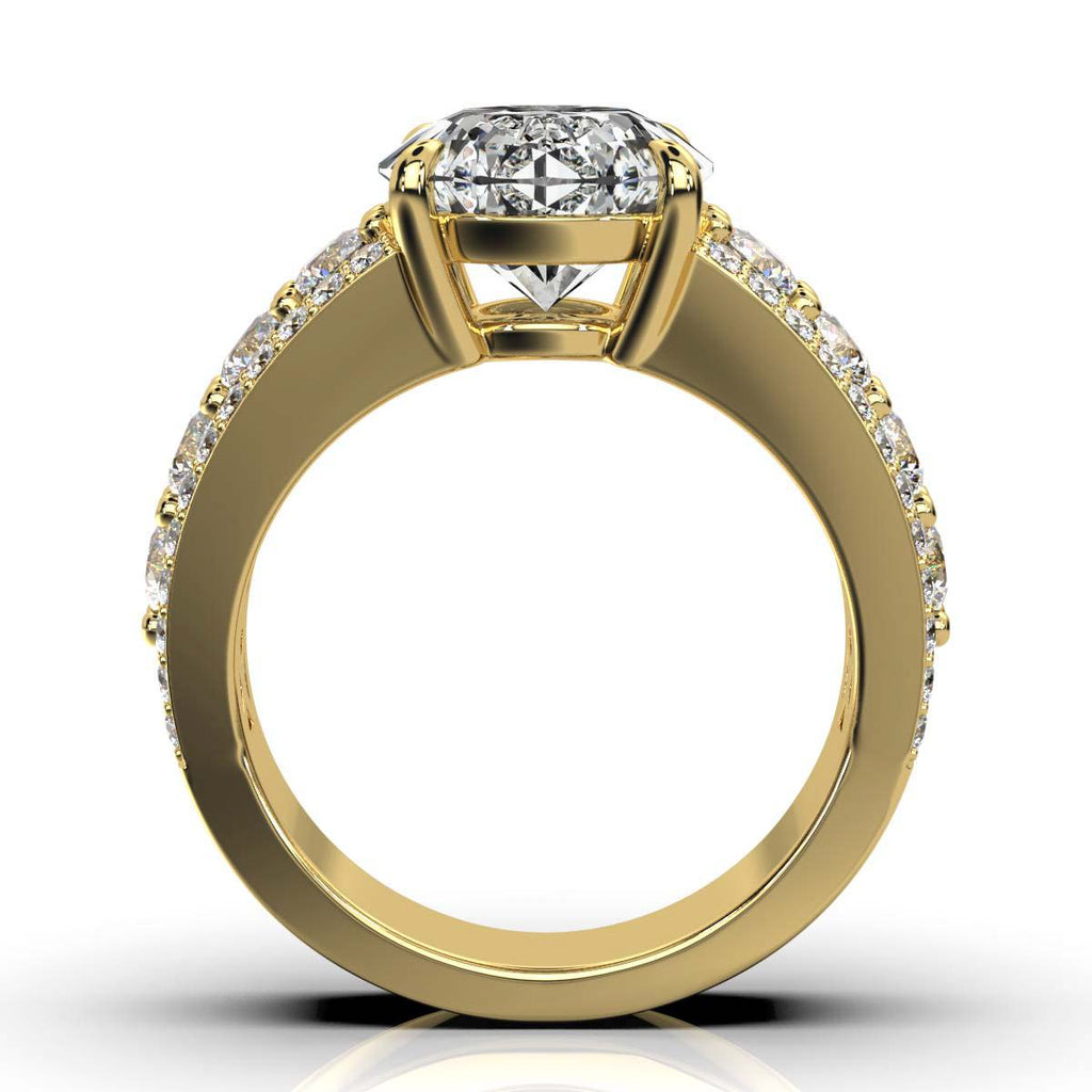 Solid Gold Three-Row Lab Grown Diamond Ring