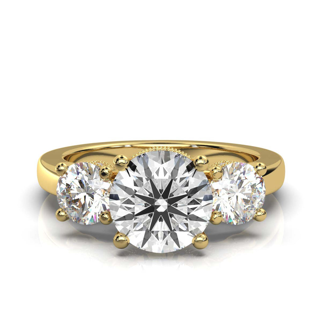 Solid Gold Three Stone Lab Grown Diamond Ring (D45B90)