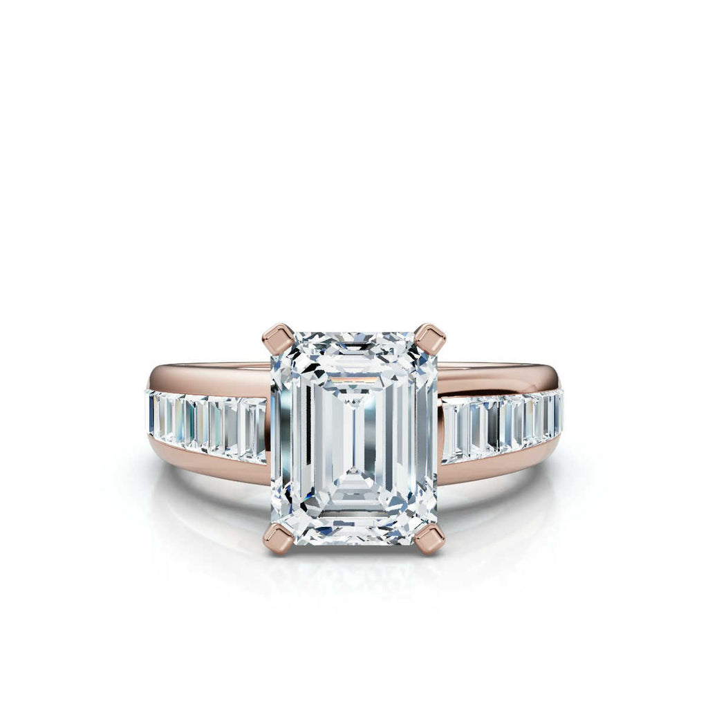 Solid Gold 2 CT Emerald Cut Solitaire Lab Grown Diamond Ring (A66A76)