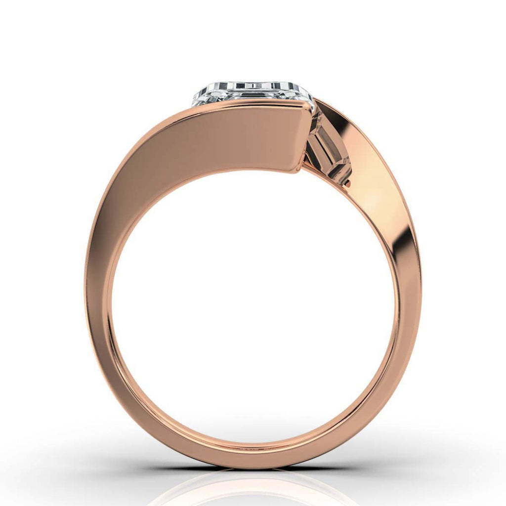 Solid Gold 2ct Emerald Cut Lab Grown Diamond Engagement Ring (95F01F)