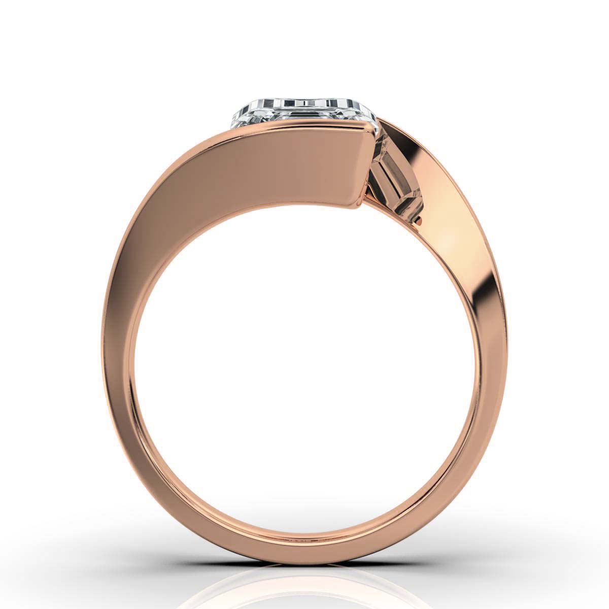 Solid Gold 2ct Emerald Cut Lab Grown Diamond Engagement Ring (95F01F)