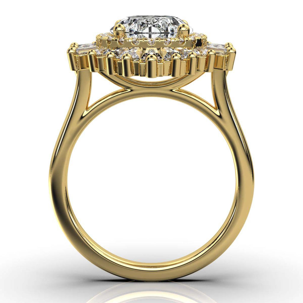 Solid Gold Flower Solitaire Lab Grown Diamond Ring