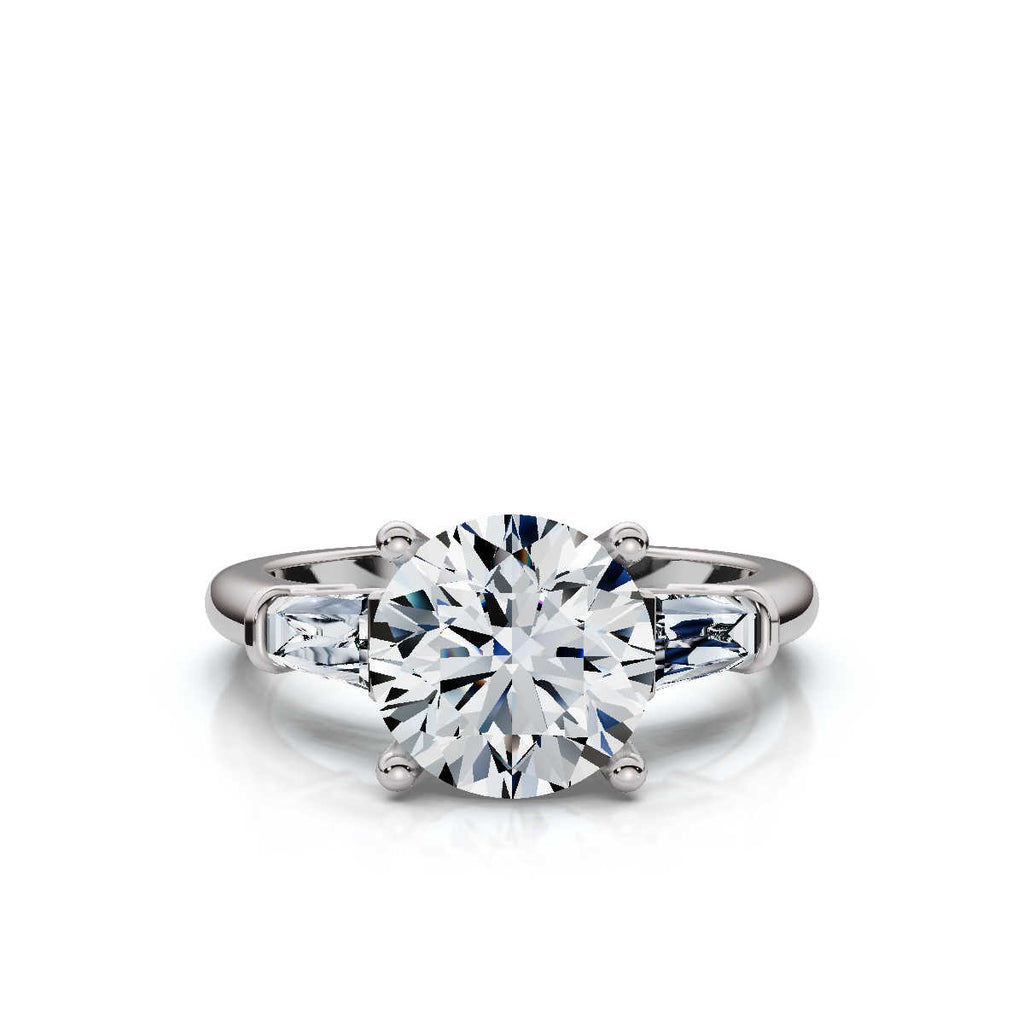 Solid Gold 2 CT Three Stone Tapered Baguette Lab Grown Diamond