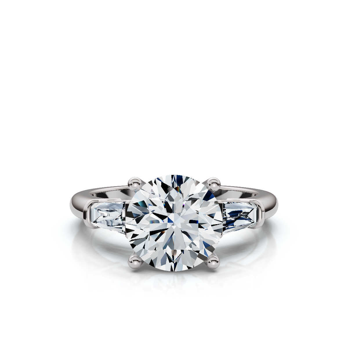 Solid Gold 2 CT Three Stone Tapered Baguette Lab Grown Diamond