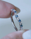 Solid Gold Teal Sapphire and Diamond Wedding Band