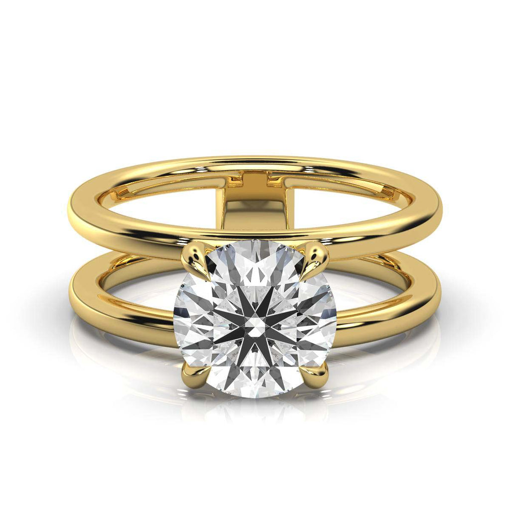 Solid Gold 2 CT Two Bands Lab Grown Diamond Engagement Ring