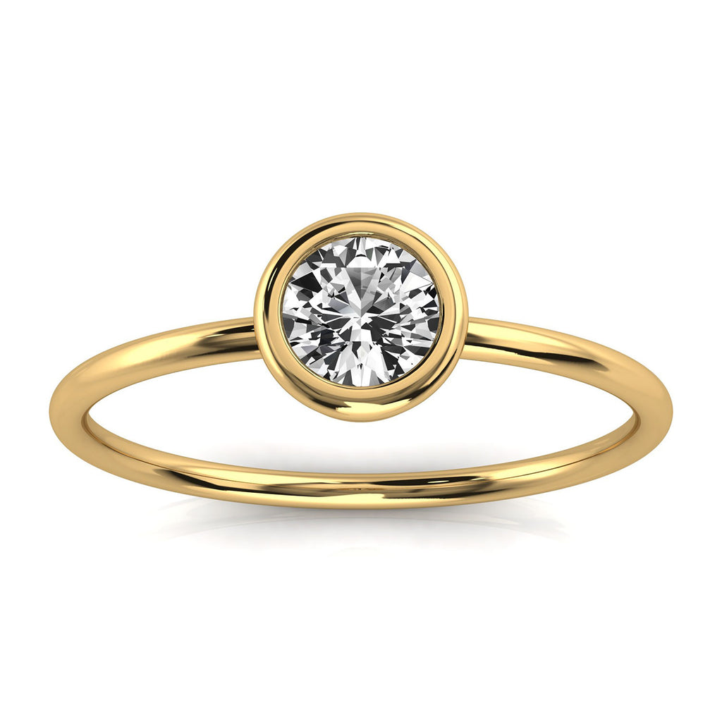 Solid Gold Bezel Solitaire Lab Grown Diamond Ring