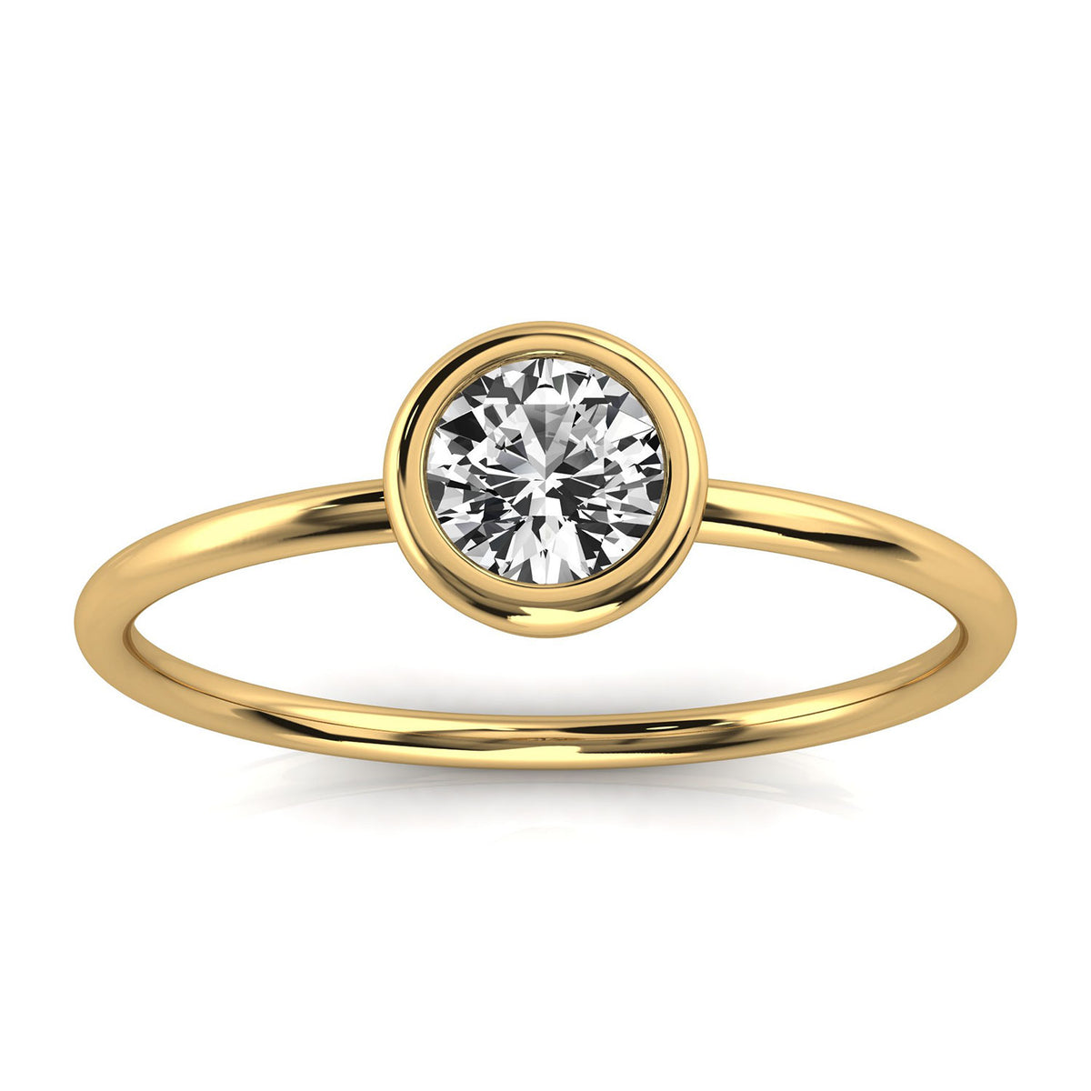 Solid Gold Bezel Solitaire Lab Grown Diamond Ring