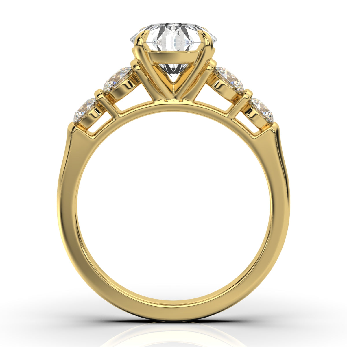 Solid Gold Five Stone Lab Grown Diamond Ring