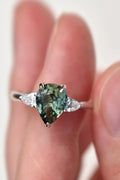 Solid Gold Teal Green Sapphire Engagement Ring (9247B5)