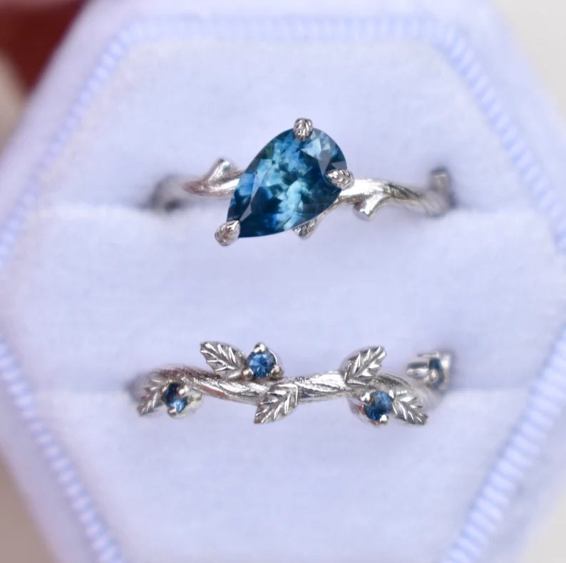 Solid Gold Twig Leaf Engagement Ring (8F5CAE)