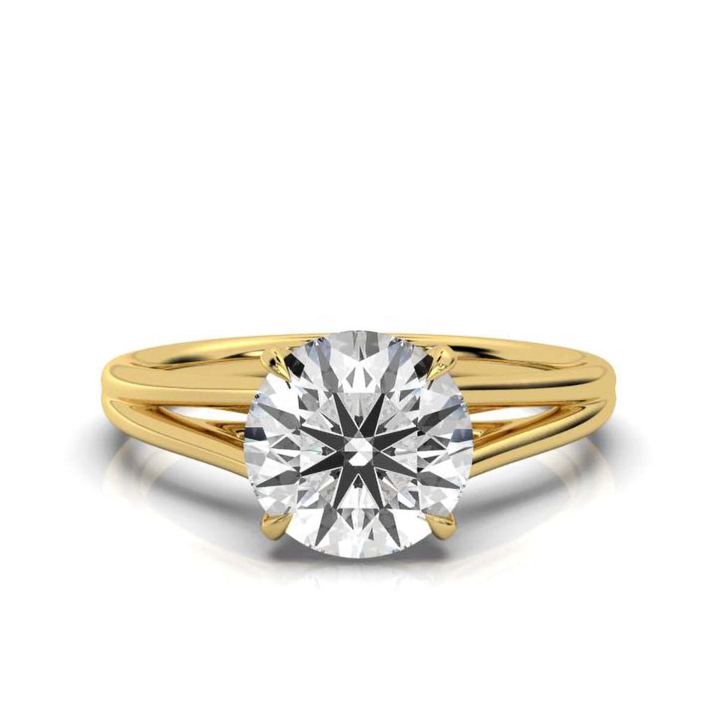 Solid Gold 2 CT Split Solitaire Lab Grown Diamond Engagement Ring