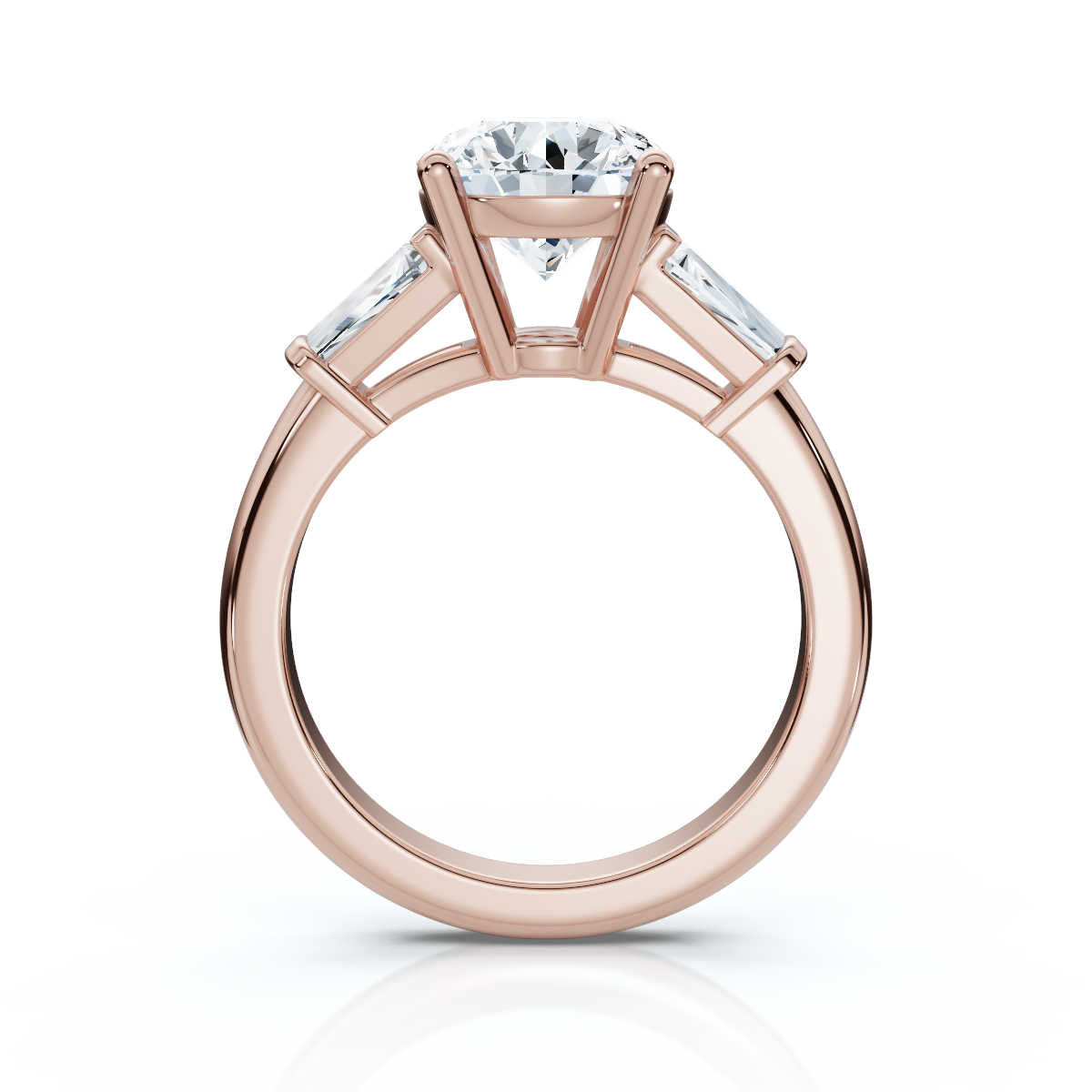 Solid Gold 2 CT Three Stone Tapered Baguette Lab Grown Diamond