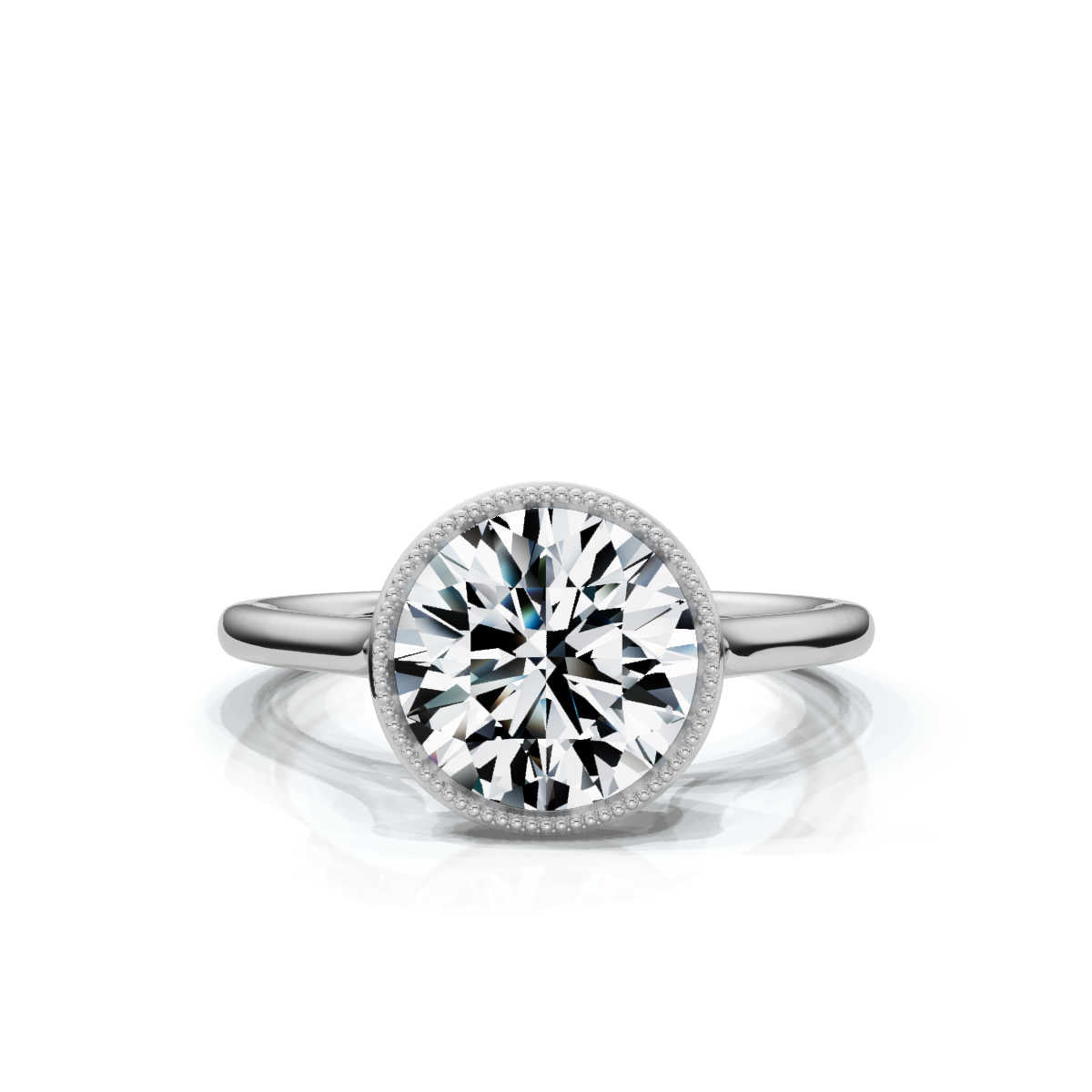 Solid Gold 2 CT Bezel Lab Grown Diamond Engagement Ring
