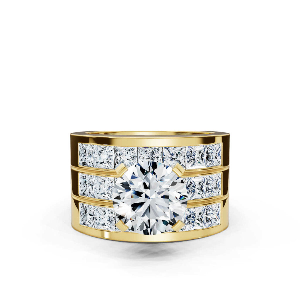 Solid Gold Triple Shank Lab Grown Diamond Ring