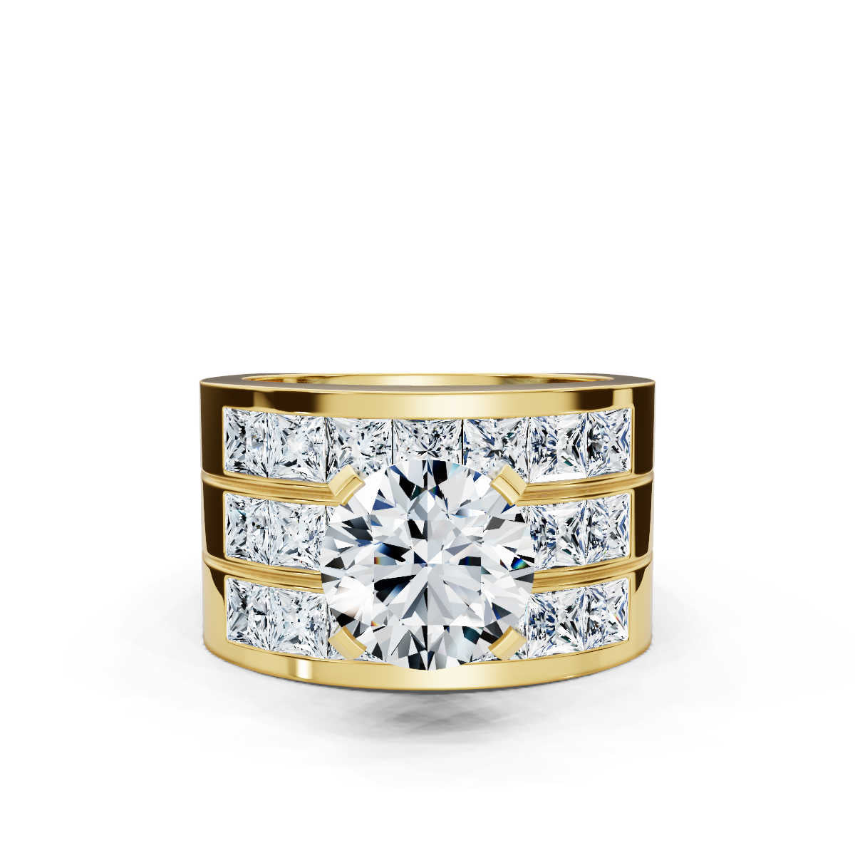 Solid Gold Triple Shank Lab Grown Diamond Ring