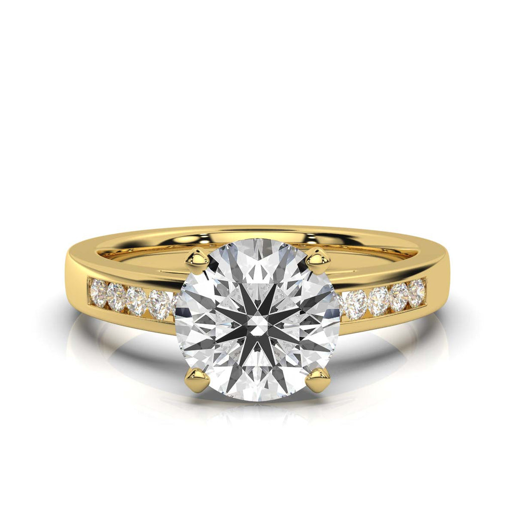 14K Solid Gold 2 CT Round Diamond Ring with Diamond Accents (818FB0)