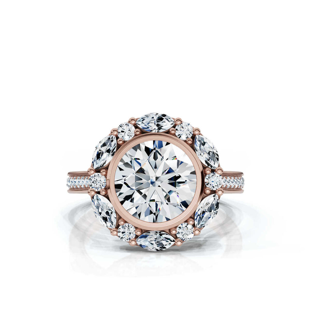 Solid Gold 3 CT Halo Lab Grown Diamond Engagement Ring (49F510)