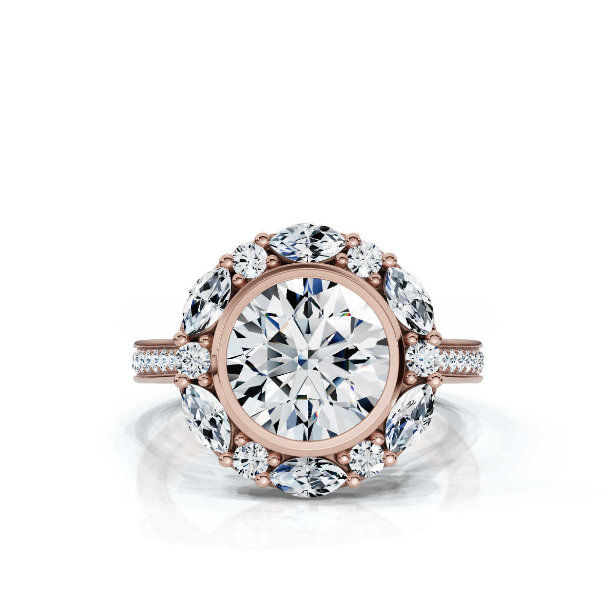 Solid Gold 3 CT Halo Lab Grown Diamond Engagement Ring (49F510)